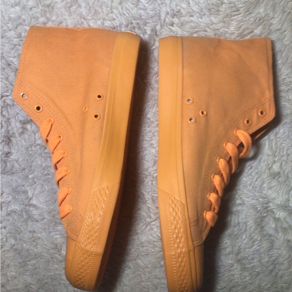 New Old Stock! NOS VISION STREET WEAR NEON ORANGE CANVAS HI-TOP SHOES Mens 8.5 - Picture 3 of 8